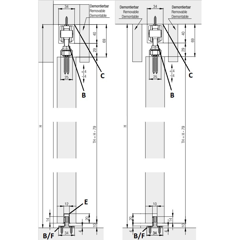 Butée de rail - pour porte coulissante - Junior 80 - 100 HAWA